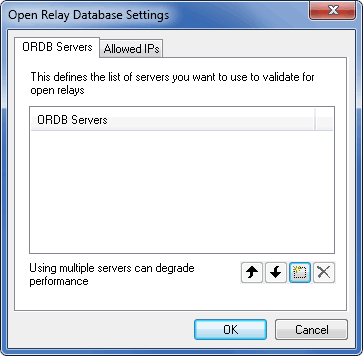 Open Relay Database Settings