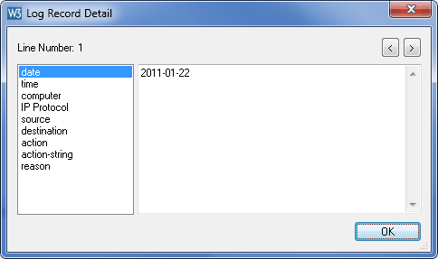 Usage Log Record Detail viewer