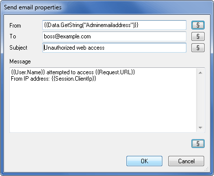 Send email properties