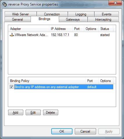 Reverse proxy binding tab reverse proxy binding tab