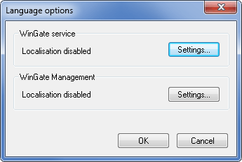 Language options dialog